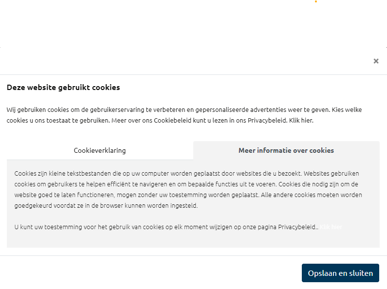 Inhoud van cookiebar die verschijnt op Bimpel websites